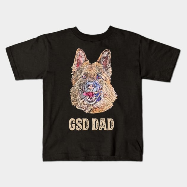 German Shepherd Dog Dad Father's Day Gift Kids T-Shirt by DoggyStyles